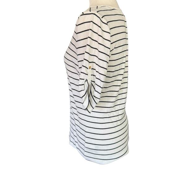 Lauren Ralph Lauren Top Striped Black S/S Large Coastal Preppy Prep Sailorchic - Picture 3 of 11